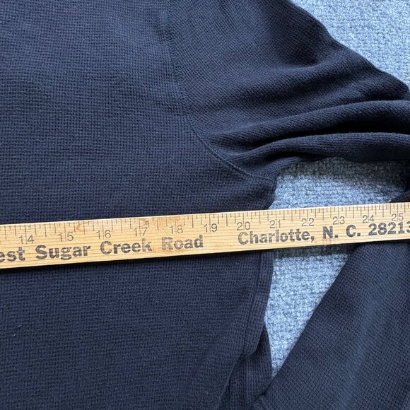 Guess Shirt Mens XXL Black Long Sleeve V-Neck Waffle‎ Knit Henley Runs Small - Picture 10 of 11